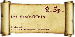 Uri Szofrónia névjegykártya